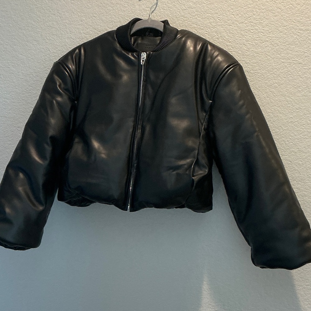 BLANKNYC Faux Leather Bomber Jacket